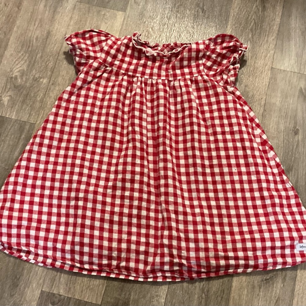 Red and White Checkered Kids Dress
